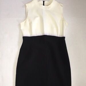 Halogen Color Block Sheath Dress | Black & White | Full Back Zipper | 12